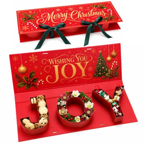 JOY Christmas Gift Box - Red, Gueevin Festive Candy Display