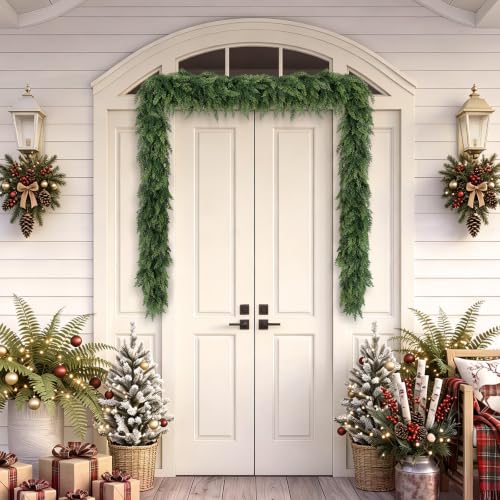 9FT Christmas Cedar Garland - Lavonoph Artificial Greenery for Indoor/Outdoor Use (9 ft / 1 variation)