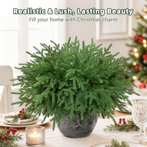 20 Pcs 18" Lifelike Touch Artificial Norfolk Pine Stems for Vase DIY