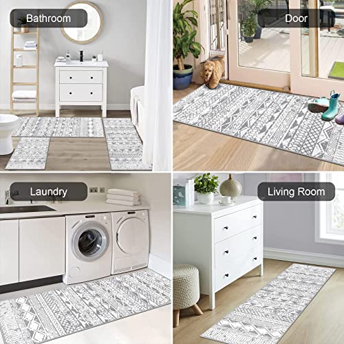3-Piece Boho Kitchen Rug Set, Non-Slip Washable Farmhouse Runner Mats