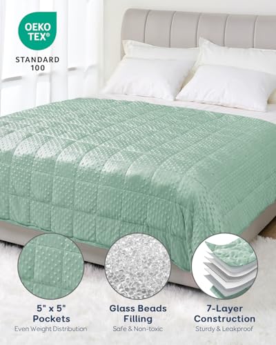 Kivik 20lb Sage Green Weighted Blanket Queen Size 60x80 for Adults