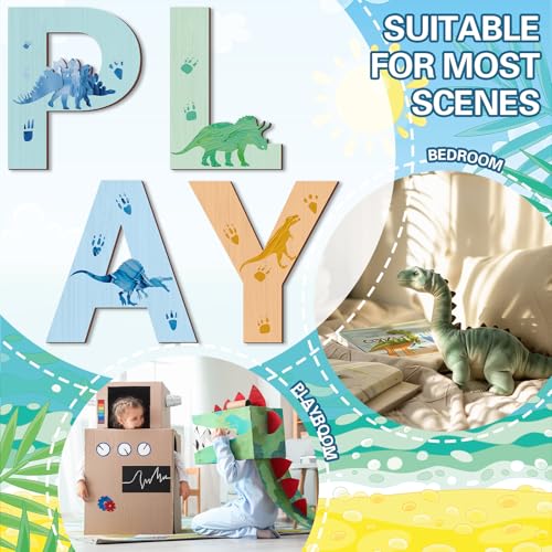 Dinosaur Theme 'Play' Wood Wall Art - 4-Piece Nursery Decor Set