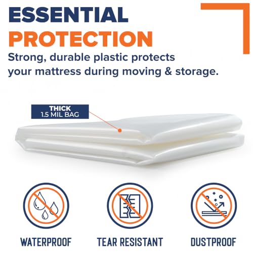 King & Queen Mattress Bag for Moving & Storage - 14 Inch Deep Plastic Cover