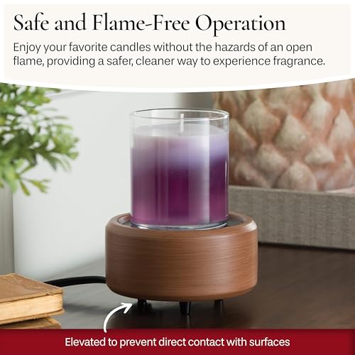 2-in-1 Candle and Wax Melt Warmer, Bronze and Walnut Finish