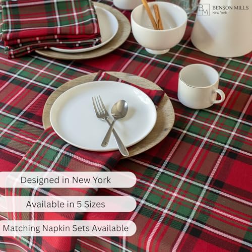 Benson Mills Holiday Plaid Tablecloth (Red, 60" X 104" Rectangular)