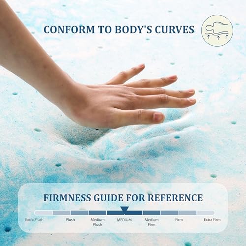 MLILY 3 Inch Twin Memory Foam Mattress Topper Cooling Gel Infused