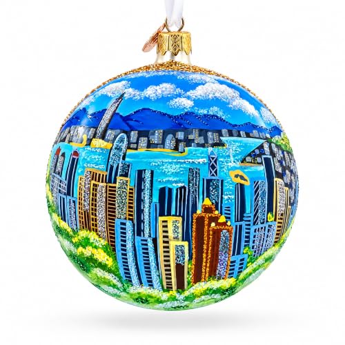Victoria Peak Hong Kong Glass Ball Christmas Ornament 4 Inch – Hand-Painted German Glass
