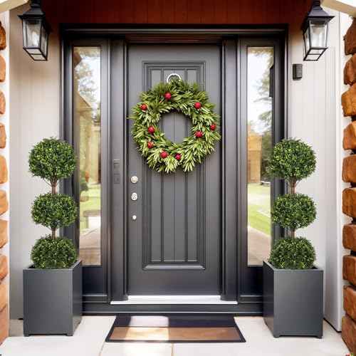 55-Inch Artificial Boxwood Triple Ball Topiary Trees, Set of 2