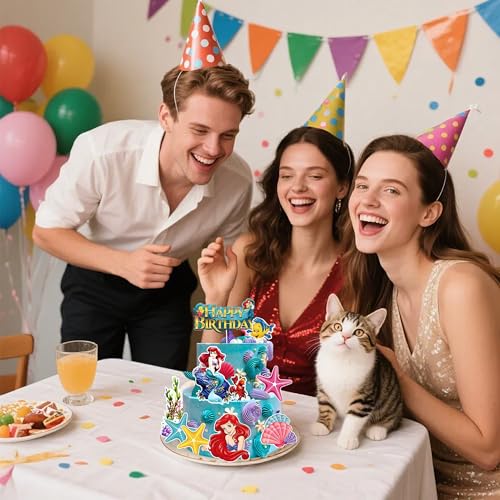 10-Piece Mermaid Cake Topper Set for Ocean Themed Birthday Parties