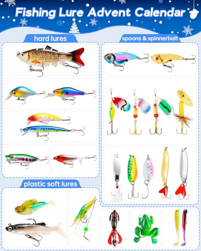 Fishing Lure Advent Calendar 24-Day Christmas Countdown Gift Set for Men