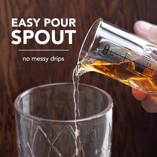 Final Touch Yarai Glass Cocktail Measuring Jigger with Pour Spout - 3.4 oz, Bar Tool