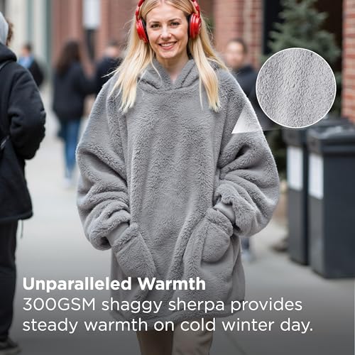 Ultra-Soft Wearable Blanket Hoodie with Pockets - Cozy Sherpa Loungewear