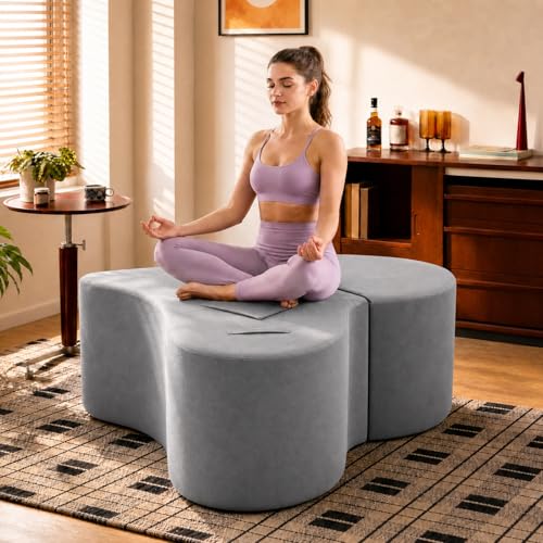 Convertible Yoga Chaise Lounge & Heart-Shaped Ottoman, Ergonomic Stretching