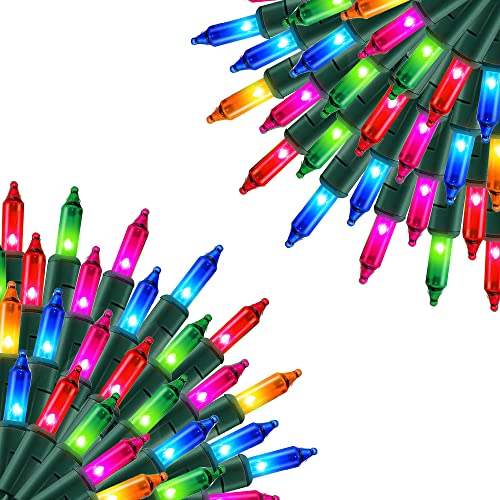 Uptotop 200 Count 40 ft Christmas String Lights, Multicolor 2 Pack | Waterproof Plug-in