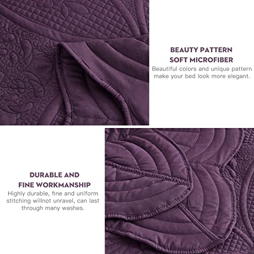 DaisyHuang Oversized Queen Bedspread Set - 5-Piece Reversible Coverlet, Purple