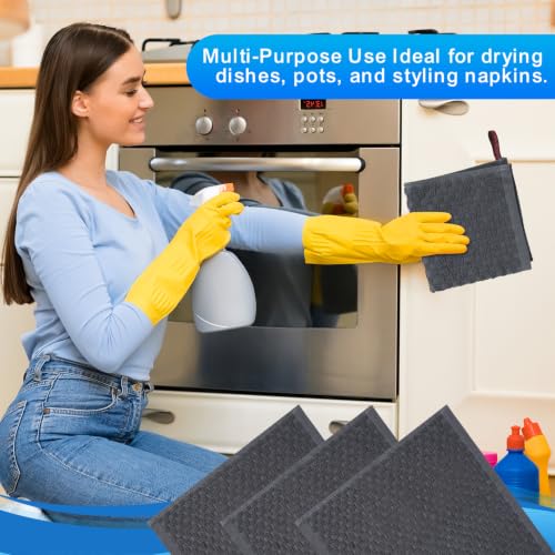 Keith Lun Grey 6 Pack 12x12 Inch Cotton Washcloths - Soft & Absorbent