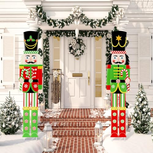 2 Pcs 6ft Large Metal Christmas Nutcracker Outdoor Decoration, Giant