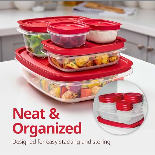 Stackable Plastic Food Storage Containers with Lids, 18-Piece Set