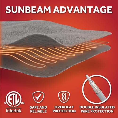 Heated Throw Blanket, Royal Mink and Sherpa Electric Blanket, 50x60 Inch