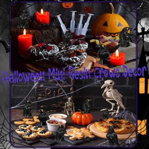 50-Piece Mini Resin Crow Figurines for Halloween & Micro Landscape