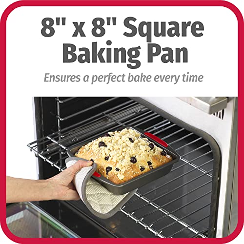 8x8-Inch Square Non-Stick Baking Pan with Silicone Grip Handles