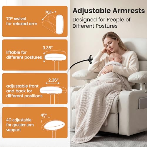 Electric Power Glider Rocking Chair with Lumbar Support and USB Charging