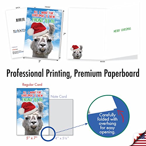 Llama Front Teeth Christmas Card - Humorous Holiday Greeting, 5x7