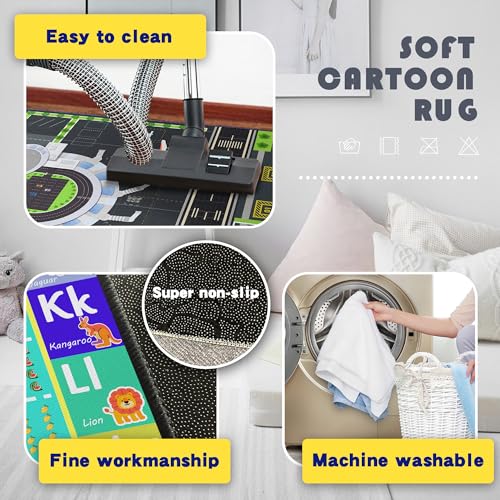 Airport Play Rug for Kids - 39x59 Inch Non-Slip Airplane City Traffic Mat