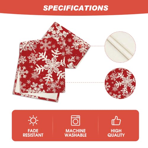 Snowflakes Christmas Table Runner 13x108 Inch Red Holiday Decor