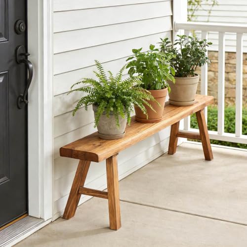 Sepsephiria Farmhouse Entryway Bench 32-inch Natural Solid Wood End of Bed Stool