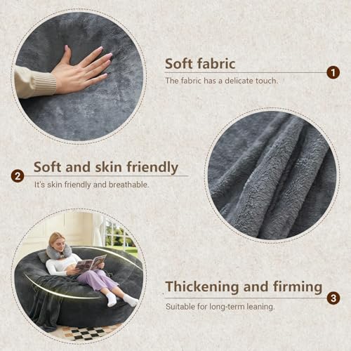 6FT Memory Foam Bean Bag Chair - Large Soft Plush Lounge Chair for Adults
