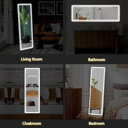 LED Full Length Floor Mirror 65"x21" Lighted Standing Full Body Mirror