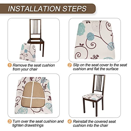 Stretch Chair Seat Covers Set of 6 - Removable Washable Cushion Slipcovers