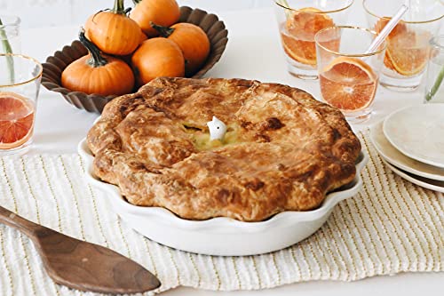 Le Creuset 9-Inch Heritage Fluted Pie Dish - Oyster Stoneware Bakeware