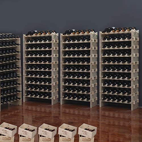 Stackable Solid Pine Wood Wine Rack - 60 Bottle Capacity, Natural Finish
