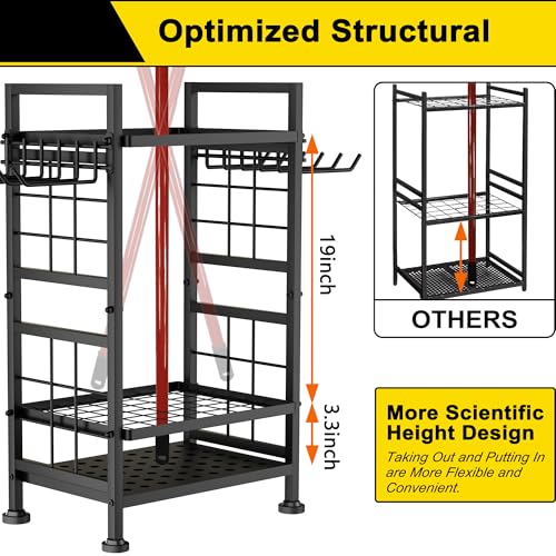 3 Tier Garden Tool Organizer Heavy Duty Metal Yard Storage Rack
