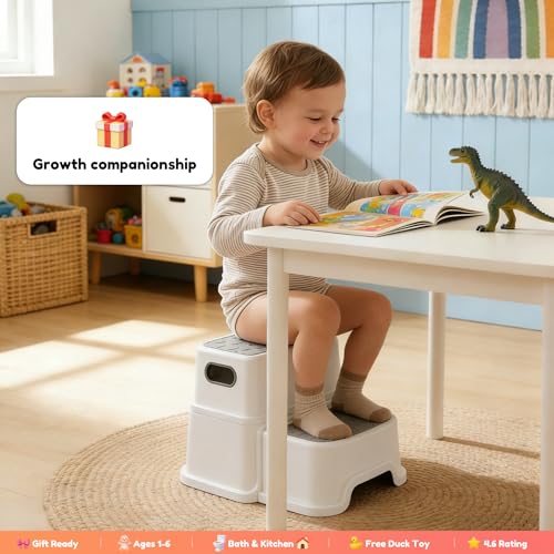 2-Step Toddler Stool with Handles for Potty Training and Bathroom Sink