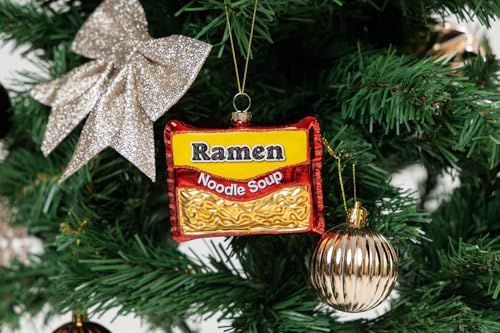 2PCS Glass Ramen Noodles Christmas Ornaments for Holiday Tree Decor