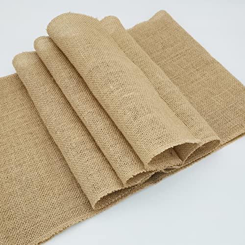 10 Pack 12x72 Inch Natural Burlap Table Runners - Rustic Jute Wedding & Party Decor