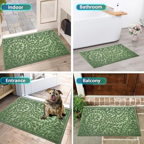 Heavy Duty Front Door Mat, Non-Slip Natural Rubber Entrance Rug, 17"x30"