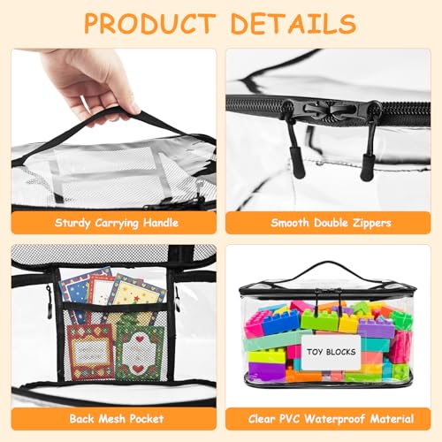 Extra Large Clear Toy Storage Bags with Zipper - 3 Pack Waterproof Organizer