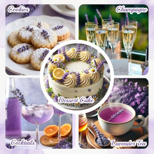 Rylenor 60+ Stems Edible Lavender Sprigs 1.1oz for Cocktails & Dessert Decor