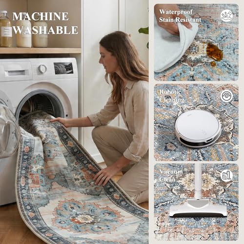Washable 2x12 Hallway Runner Rug, Non-Slip Vintage Kitchen Floor Carpet