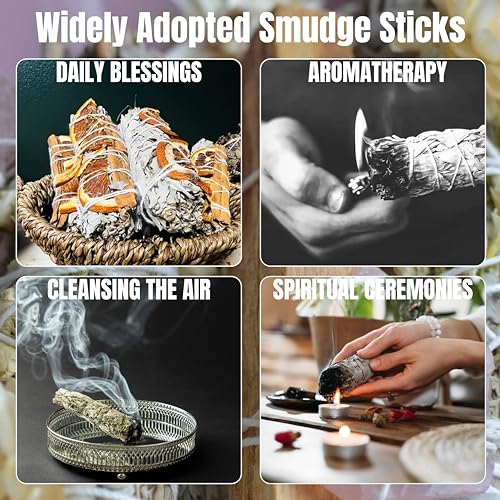 White Sage Smudge Sticks with Orange and Cinnamon - 3 Pack 4 Inch Bundles
