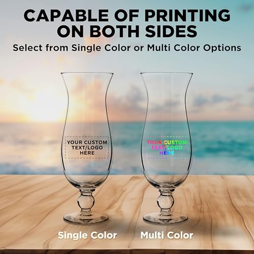 Custom 16 oz Hurricane Glasses Set of 12 - Personalized Clear Drinkware for Cocktails