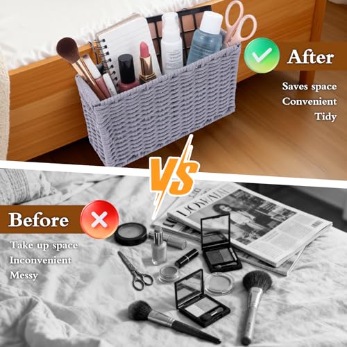 Cotton Rope Bedside Caddy Hanging Storage Organizer for Dorm Bunk Bed