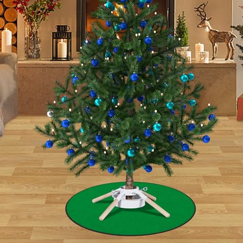 35-Inch Red & Green Christmas Tree Pad Stand Mat - Reversible Felt Floor Protector