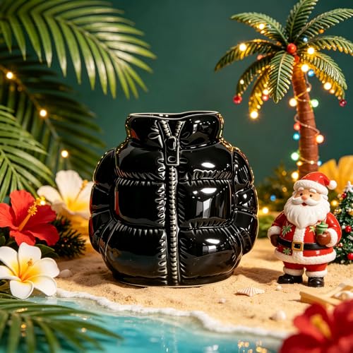 Puffer Jacket Shaped Ceramic Mug - Quilted Coat Design Coffee Cup, Novelty Drinkware