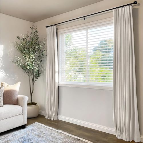 100% Blackout Curtains 84" Long - Thermal Insulated Linen Look Drapes (2 Panels)