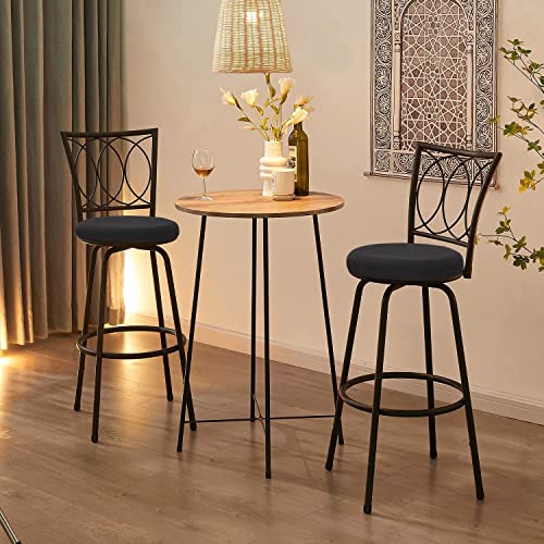 Round Bar Stool Seat Covers - 4PCS Stretch Chair Covers (13-16 Inch, Black)